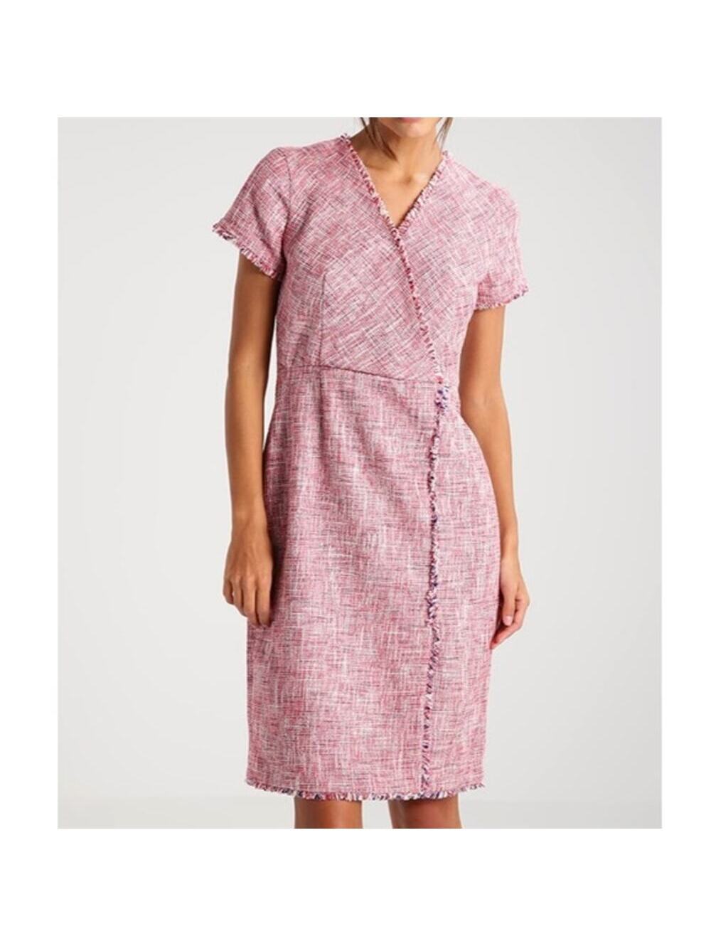 Banana Republic NWT Women's Pink Faux Wrap Tweed Boucle Dress Size 14
